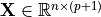 \mathbf{X} \in \mathbb{R}^{n \times (p+1)}
